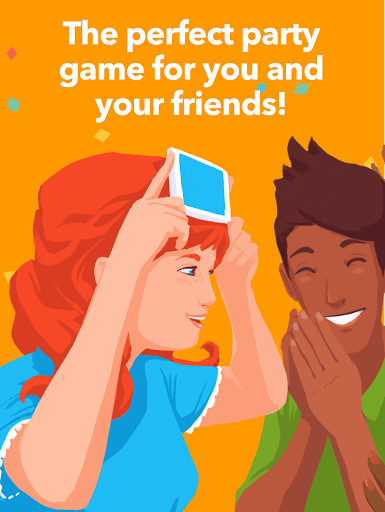 A lively group of friends playing the Heads Up app, full of laughter and excitement, capturing the essence of fun and togetherness.