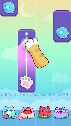 A playful and enchanting scene of a cat tapping piano tiles, symbolizing the joy and challenge of the game.