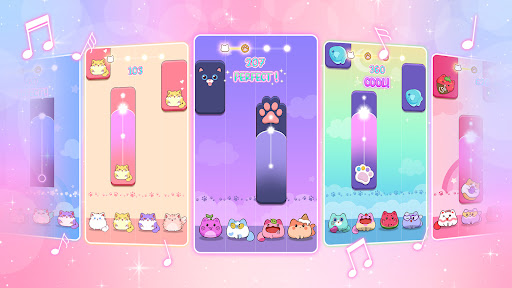 A playful and enchanting scene of a cat tapping piano tiles, symbolizing the joy and challenge of the game.