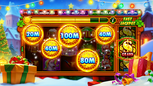 Excitement and thrill of playing casino slot games on a mobile device, capturing the essence of a Las Vegas casino experience.