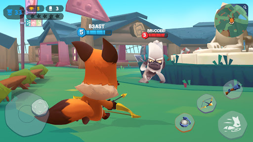 Thrilling animal characters in a vibrant battle arena.