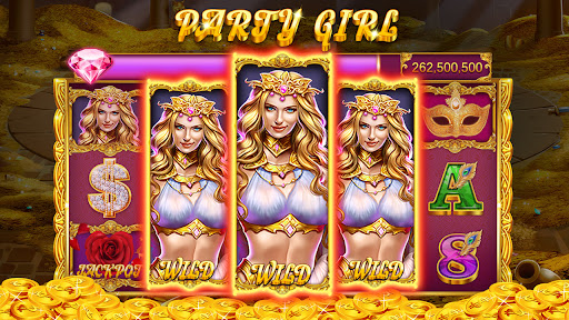 Exciting and vibrant casino slot machine scene with colorful reels and bright lights, conveying a sense of thrill and anticipation.