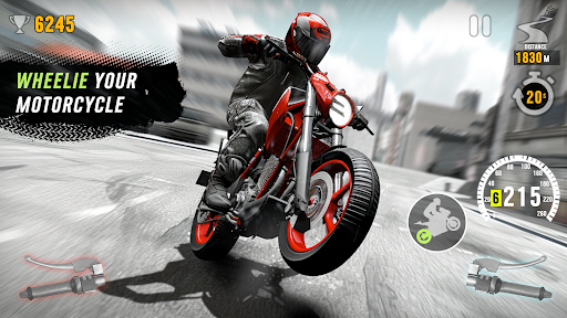 Thrilling motorcycle race with vibrant graphics and dynamic gameplay, capturing the essence of adventure and excitement.