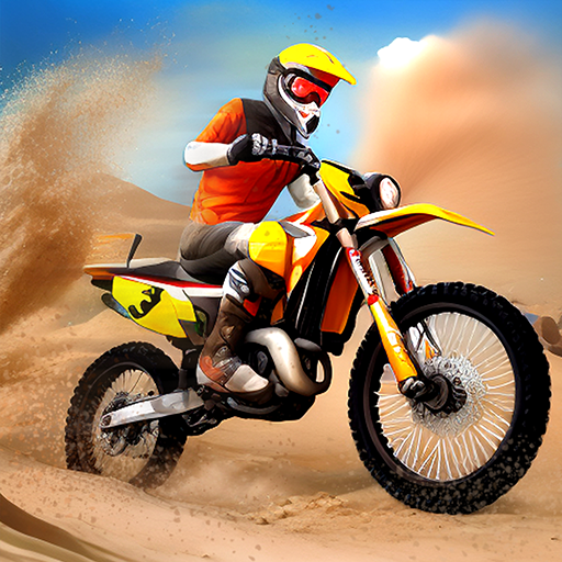 A thrilling motorcycle race with vibrant graphics and intense action, capturing the excitement and adrenaline of high-speed racing on a mobile platform.