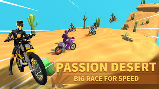 A thrilling motorcycle race with vibrant graphics and intense action, capturing the excitement and adrenaline of high-speed racing on a mobile platform.