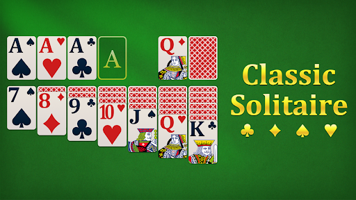 A nostalgic and inviting glimpse into timeless card game fun, evoking the joy and tranquility of solitaire on a digital platform.