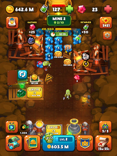 A lively depiction of zombies hard at work in a mine, showcasing their determination and quirky charm, representing the fun and engaging nature of Zombie Idle Miner Tycoon.