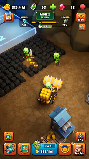 A lively depiction of zombies hard at work in a mine, showcasing their determination and quirky charm, representing the fun and engaging nature of Zombie Idle Miner Tycoon.