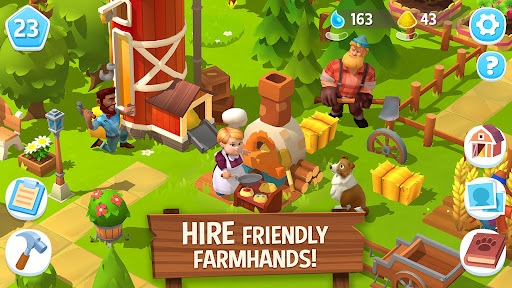 A whimsical farm scene filled with colorful crops and happy animals, evoking a sense of joy and adventure.