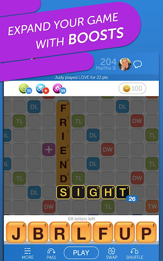 A colorful depiction of friends joyfully playing Words with Friends, encapsulating the spirit of fun, challenge, and camaraderie.