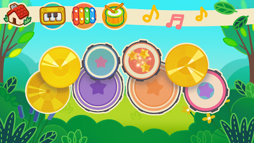 A colorful and engaging digital piano app interface designed to captivate children and music enthusiasts alike, evoking a sense of fun and discovery.