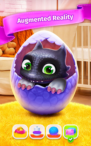 A magical and enchanting scene featuring a young dragon, symbolizing the nurturing and adventurous journey of caring for a virtual pet.