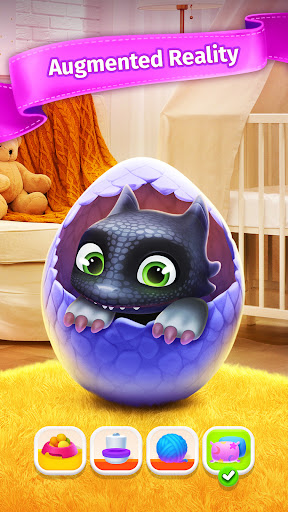 A magical and enchanting scene featuring a young dragon, symbolizing the nurturing and adventurous journey of caring for a virtual pet.