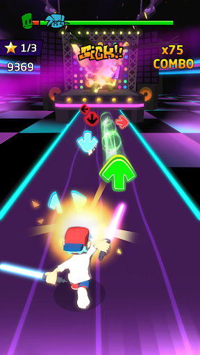 A vibrant depiction of a music rhythm game filled with colorful characters, lively animations, and a sense of musical challenge.