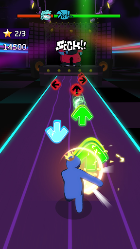 A vibrant depiction of a music rhythm game filled with colorful characters, lively animations, and a sense of musical challenge.