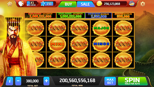 A thrilling and colorful depiction of slot machines in a vibrant casino setting, capturing the excitement and anticipation of playing slot games.