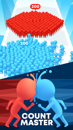 Dynamic cityscape with a diverse crowd of animated characters running joyfully, capturing the excitement and energy of the Crowd Run Game, an endless runner adventure on Android.