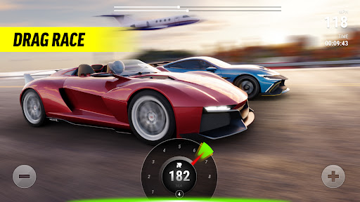 A thrilling race car speeding down a vibrant track, capturing the excitement and adrenaline of Race Max Pro.