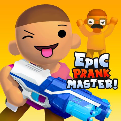 A playful scene of cartoon characters sneaking and giggling in an animated world, armed with colorful NERF blasters, ready for a fun prank.