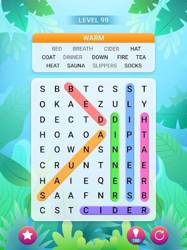 A joyful and engaging experience of discovering hidden words in a puzzle game, sparking curiosity and excitement.