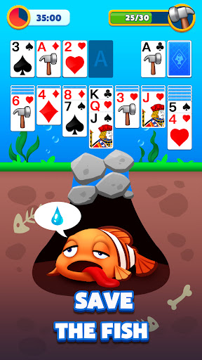 A serene and engaging Klondike Solitaire game being played on an Android device, symbolizing relaxation and mental challenge.