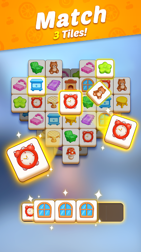 Joyful player immersed in a colorful puzzle adventure, matching vibrant tiles with a smile.