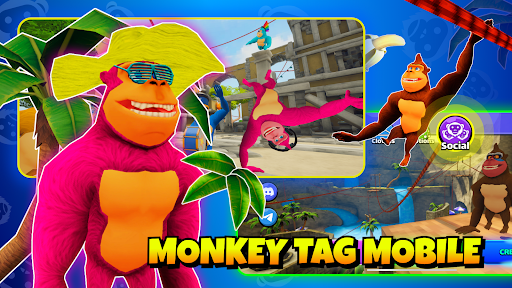 A thrilling action-packed scene from Monkey Mobile Arena, showcasing vibrant characters in an intense battle, evoking excitement and competitive spirit.