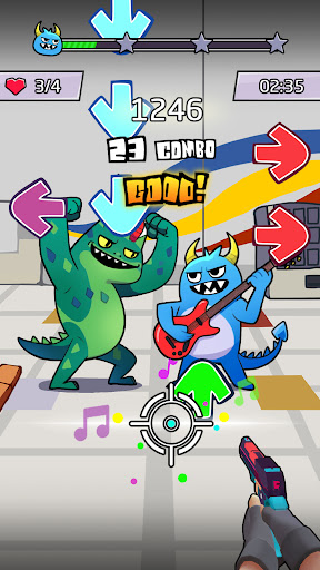 A thrilling and vibrant image representing the energetic and rhythmic world of the FNF Music Game, capturing the essence of musical battles and captivating gameplay.