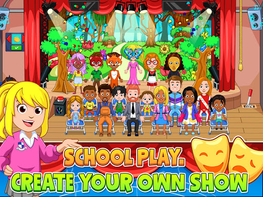 Children joyfully interacting with a colorful, dynamic educational app.