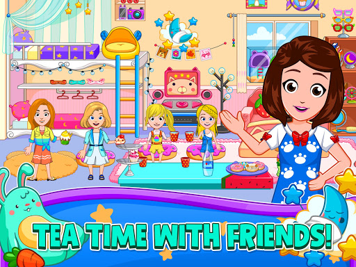 A joyful and colorful depiction of children playing and having fun at a pajama party, capturing the essence of creativity, excitement, and adventure.