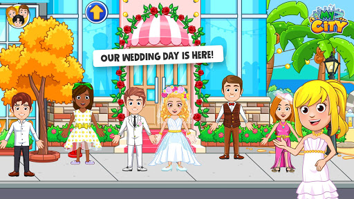 A joyful depiction of a virtual wedding scene, highlighting creativity and excitement in planning a dream wedding.