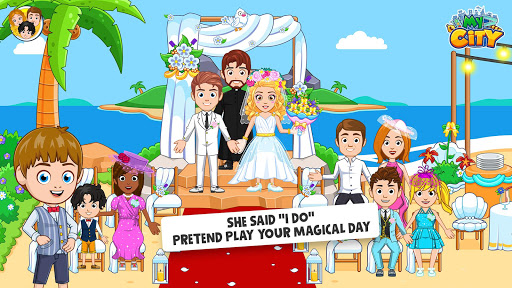 A joyful depiction of a virtual wedding scene, highlighting creativity and excitement in planning a dream wedding.