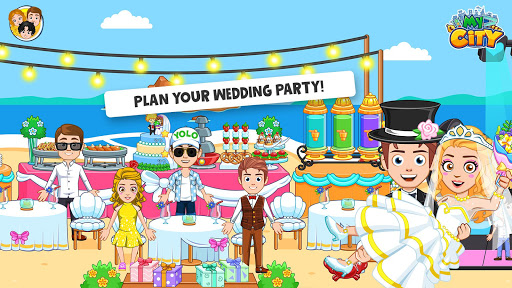 A joyful depiction of a virtual wedding scene, highlighting creativity and excitement in planning a dream wedding.