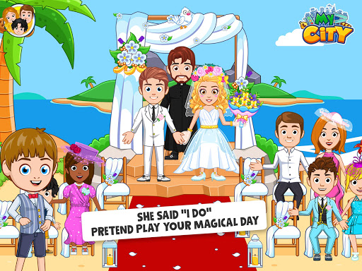 A joyful depiction of a virtual wedding scene, highlighting creativity and excitement in planning a dream wedding.