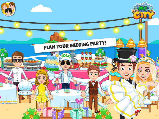 A joyful depiction of a virtual wedding scene, highlighting creativity and excitement in planning a dream wedding.