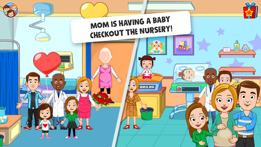 A vibrant and engaging hospital scene from My Town Hospital app, illustrating children actively engaging in medical role-play, symbolizing fun and educational exploration.