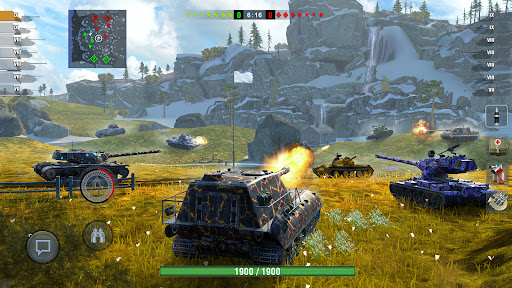 An exhilarating battlefield with tanks in action, capturing the intensity and thrill of World of Tanks Blitz.