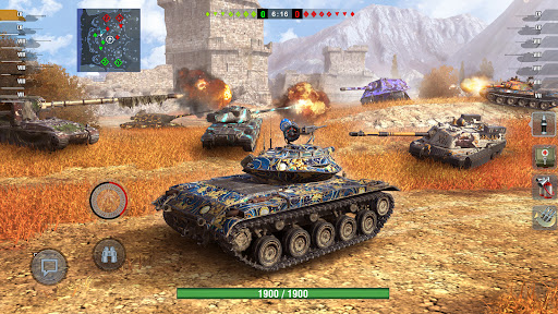 An exhilarating battlefield with tanks in action, capturing the intensity and thrill of World of Tanks Blitz.