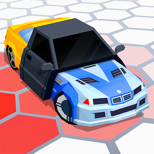 A thrilling car race in the digital arena, capturing the exhilarating speed and competition of Race Arena.