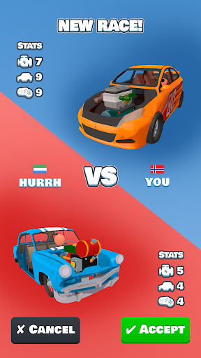 An exhilarating race track scene from Idle Merge Racing Game, showcasing vibrant cars in a high-speed race, capturing the thrill and excitement of the game.