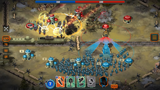 A captivating scene from Bunker Wars RTS showing a strategic battle in progress, evoking excitement and tension.