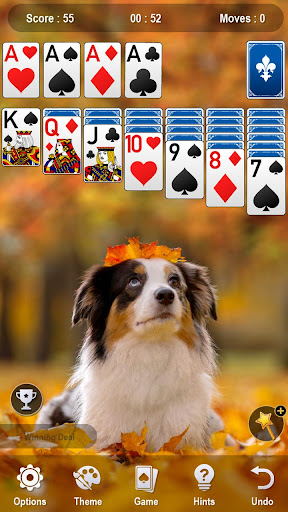 A serene and captivating scene of a classic Solitaire game with vibrant themes, evoking nostalgia and relaxation.