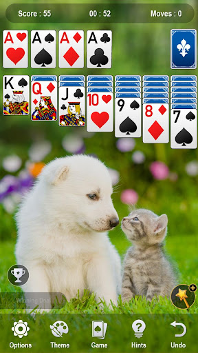 A serene and captivating scene of a classic Solitaire game with vibrant themes, evoking nostalgia and relaxation.