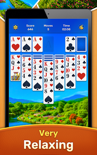 A relaxing scene of a player enjoying Solitaire Klondike on their mobile device, evoking feelings of nostalgia and strategic engagement.