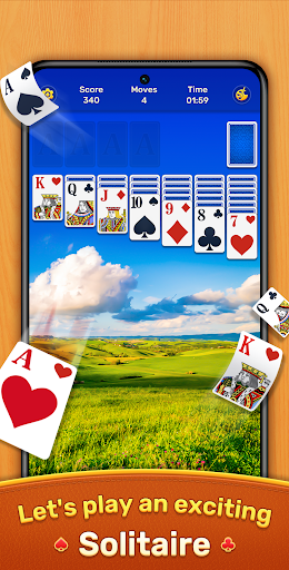 A relaxing scene of a player enjoying Solitaire Klondike on their mobile device, evoking feelings of nostalgia and strategic engagement.