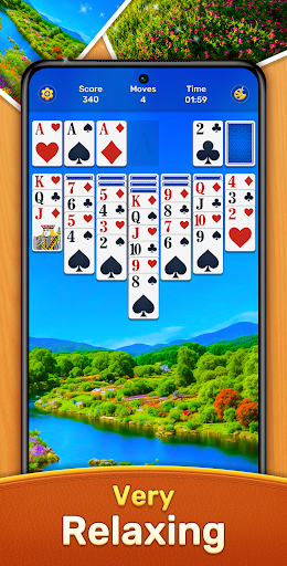 A relaxing scene of a player enjoying Solitaire Klondike on their mobile device, evoking feelings of nostalgia and strategic engagement.