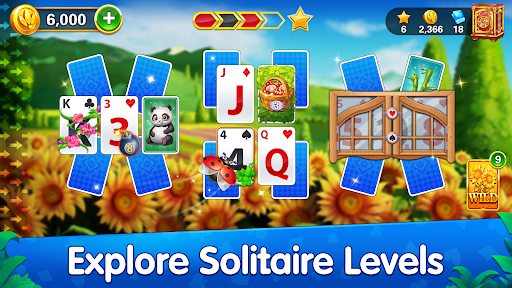 A captivating garden scene filled with vibrant flowers and a deck of cards, symbolizing the blend of solitaire and nature in the game.