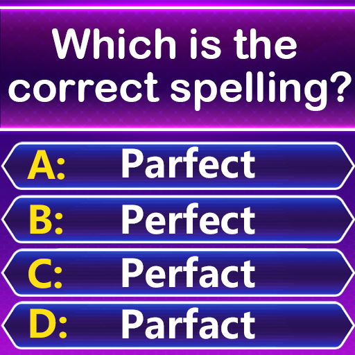 A joyful learner exploring a vibrant world of words and puzzles, symbolizing the fun and excitement of improving vocabulary through the Spelling Quiz app.