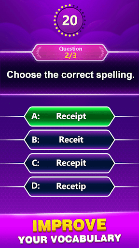 A joyful learner exploring a vibrant world of words and puzzles, symbolizing the fun and excitement of improving vocabulary through the Spelling Quiz app.