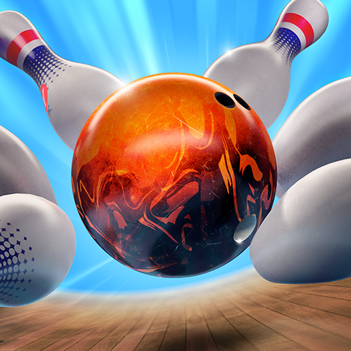 A thrilling moment of a bowling ball striking pins, capturing the excitement and realism of the Yakuto Bowling game.